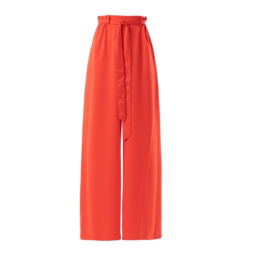 Women's Yellow / Orange Orange Wide Trousers Satin Small Julia Allert