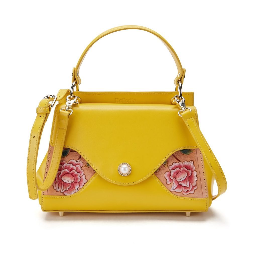 Women's Yellow / Orange Rose Top Handle Leather Bag Yellow Bellorita