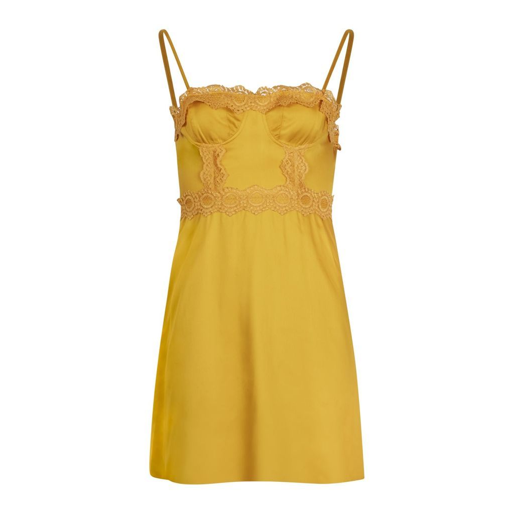 Women's Yellow / Orange Saffron Lace Panelled Slip Dress Extra Small GEHLAN
