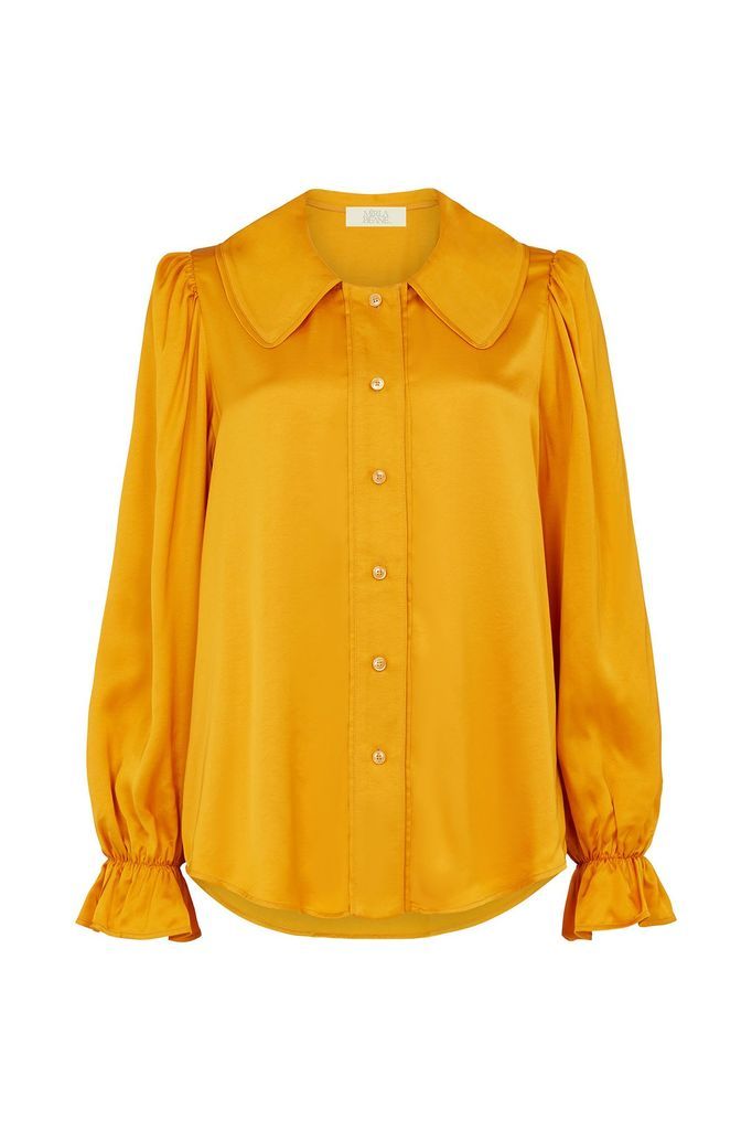 Women's Yellow / Orange Saffron Statement Collar Blouse Small Mirla Beane