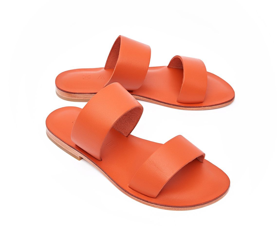 Women's Yellow / Orange Sun Leather Flat Sandals - Orange 2 Uk Maki Sandals