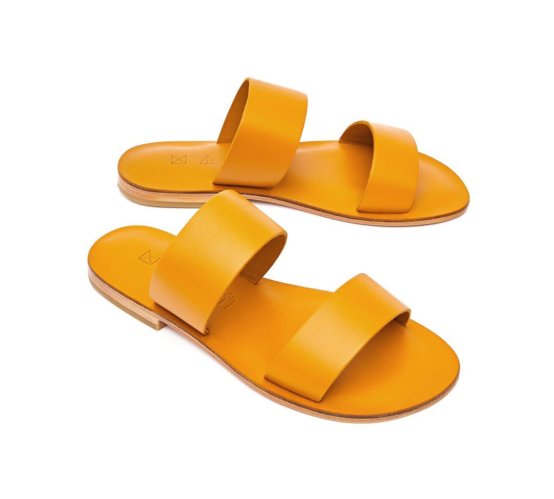 Women's Yellow / Orange Sun Leather Flat Sandals - Yellow 2 Uk Maki Sandals