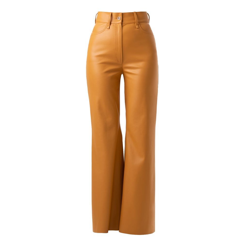 Women's Yellow / Orange Yellow Faux Leather Flared Trousers Small Julia Allert