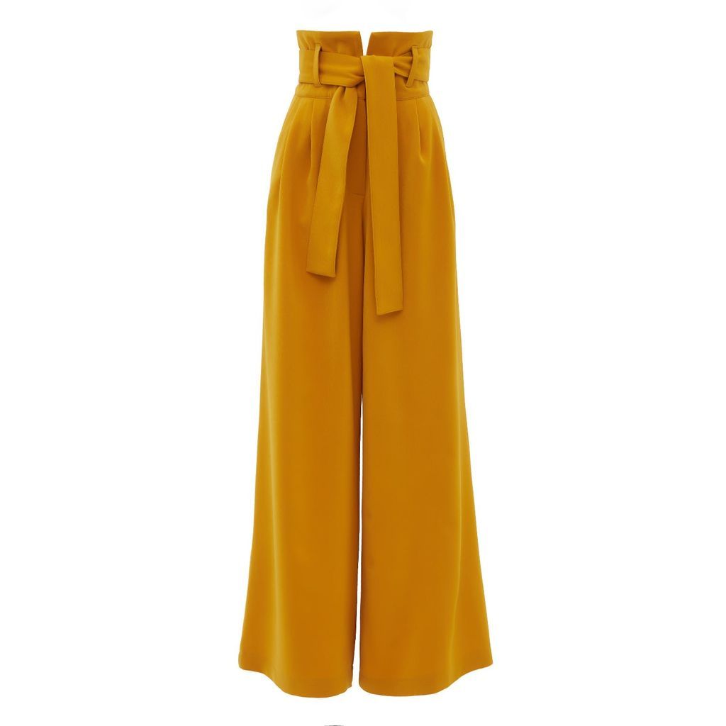Women's Yellow / Orange Yellow High Waist Long Wide Leg Trousers Extra Small Julia Allert