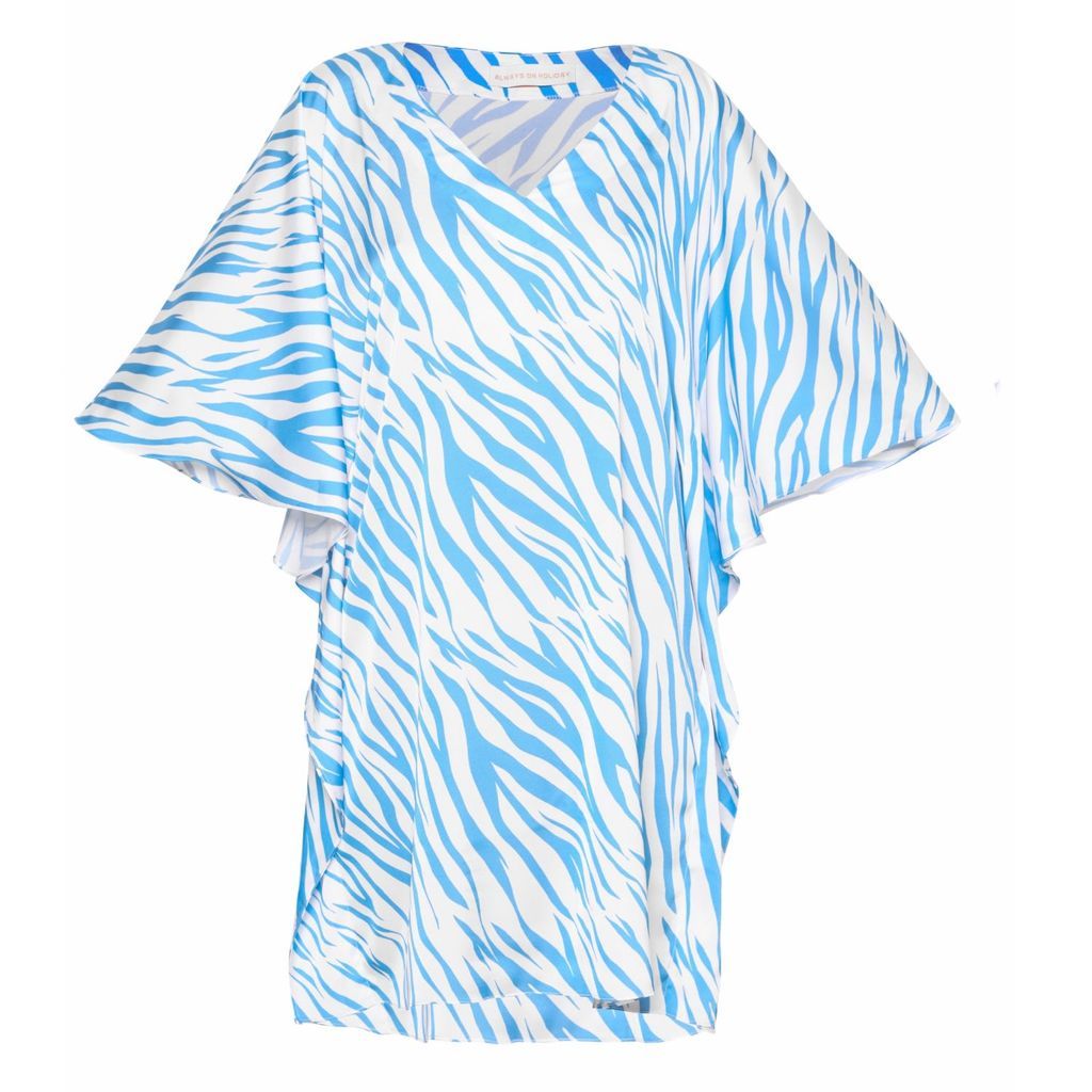 Women's Zebra Print Short Dress Blue One Size Always On Holiday