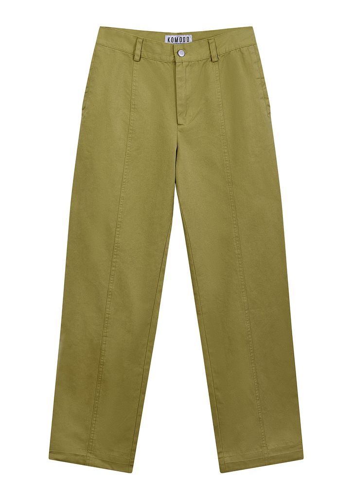 Women's Ziggy Organic Cotton Trousers - Khaki Green Small KOMODO