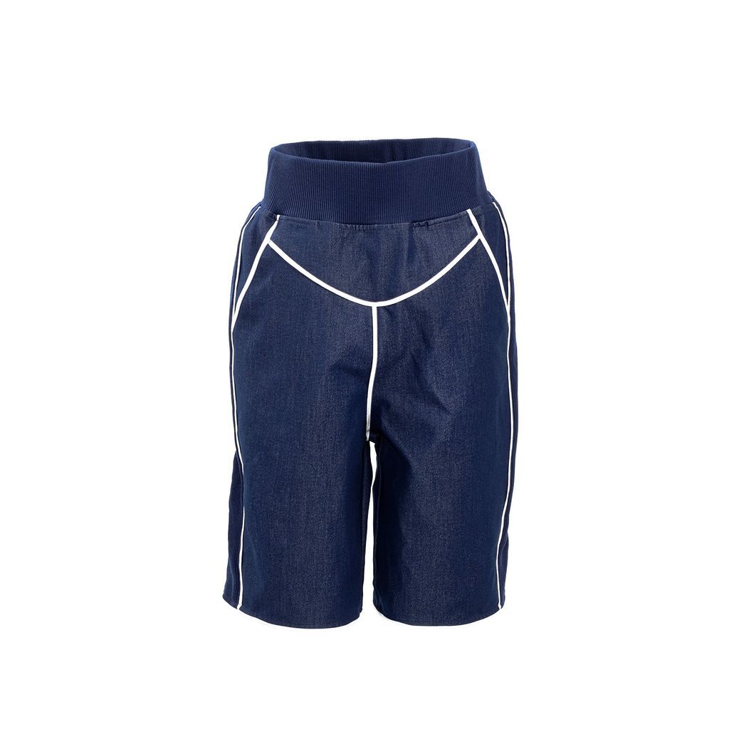Women/Men/Unisex - High-Tech Waterproof & Breathable Fabric Over Knee Shorts - Denim Classic Blue - Chez Toi Extra Small Yvette LIBBY N'guyen Paris