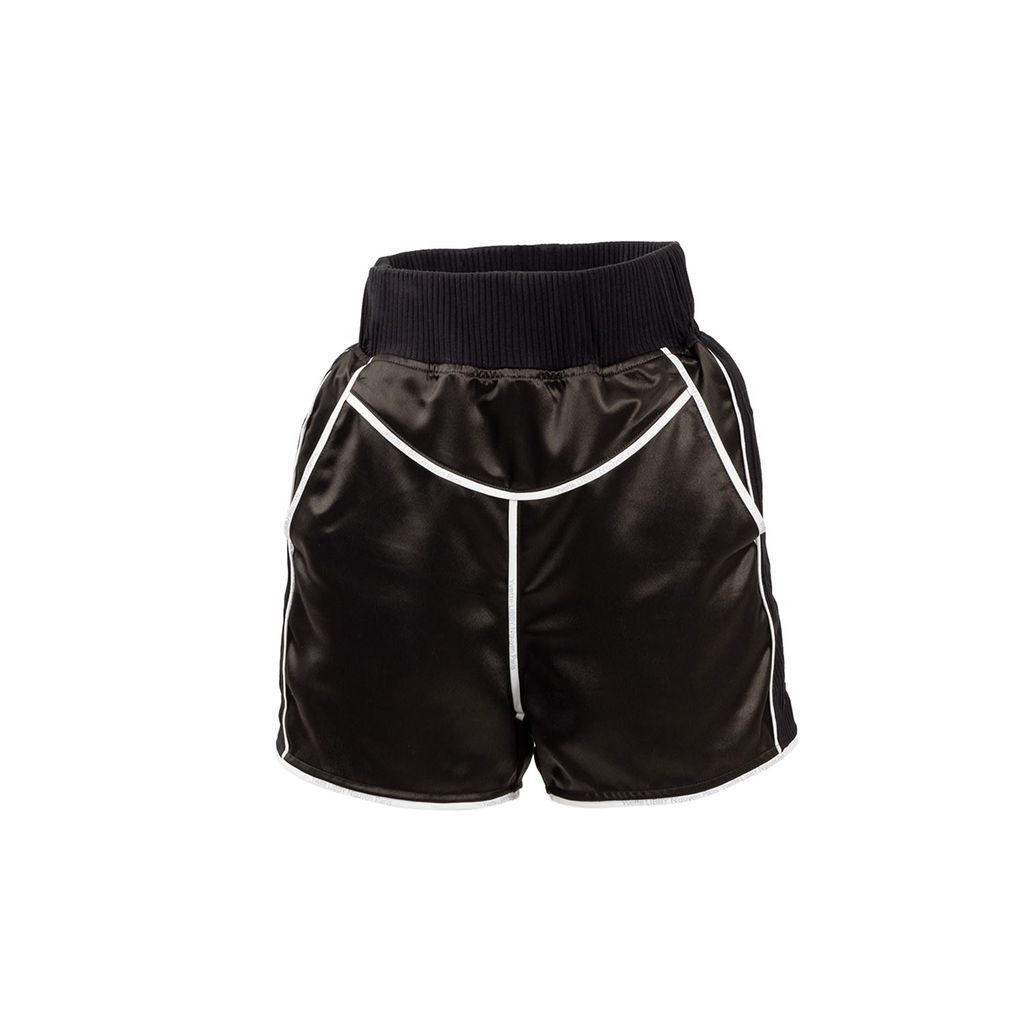 Women/Men/Unisex - Lacquer Silk Shorts In Athletic Style - Pearl Black - Chez Toi - Silk Extra Small Yvette LIBBY N'guyen Paris