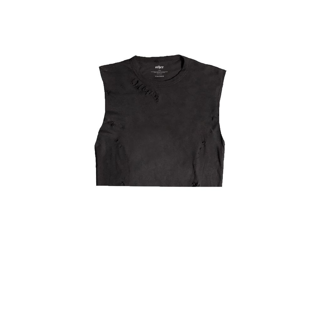 Womens Cropped Thrasher Tank - Black Small Wolf & Badger