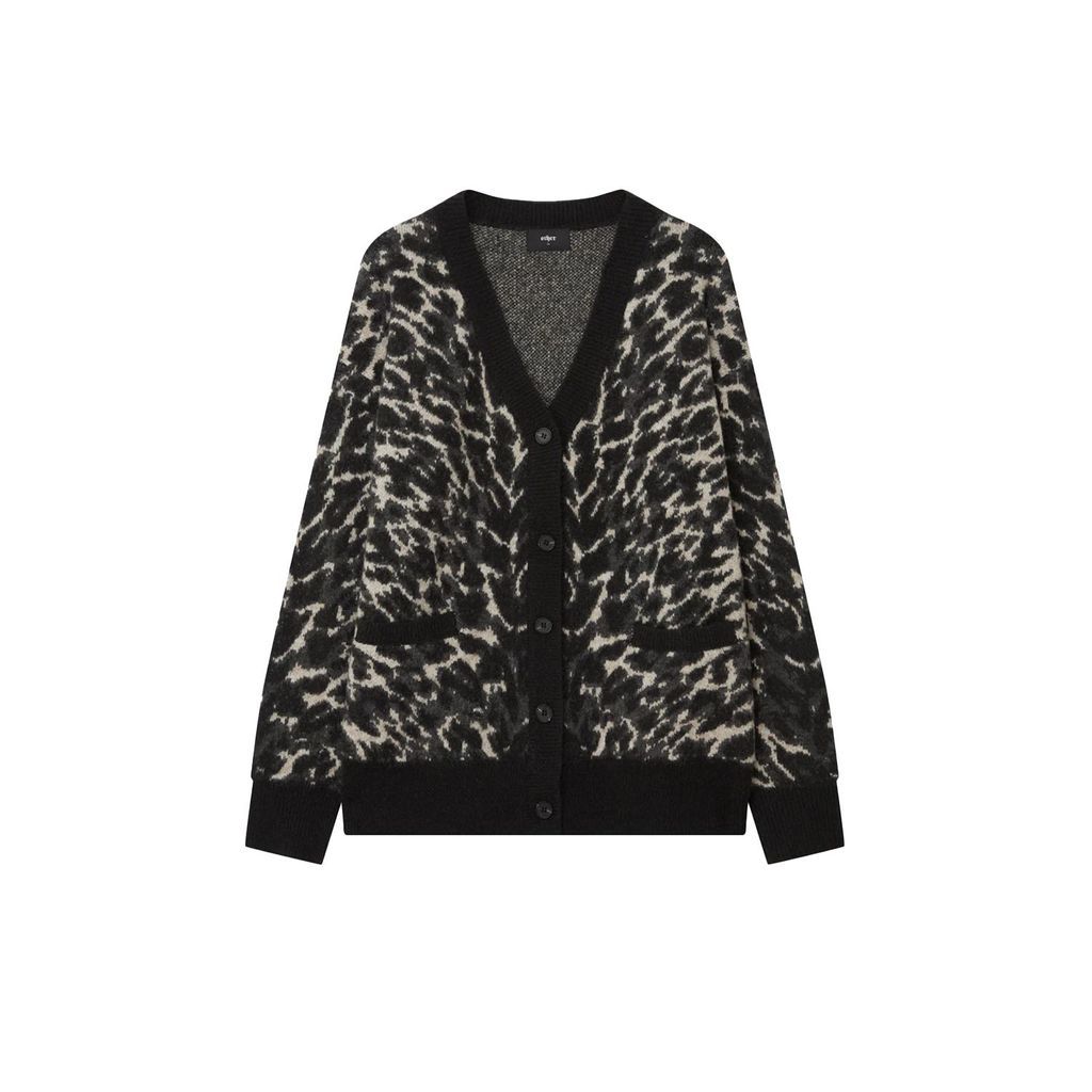 Womens Eden Leopard Cardigan - Black And Grey Extra Small Wolf & Badger