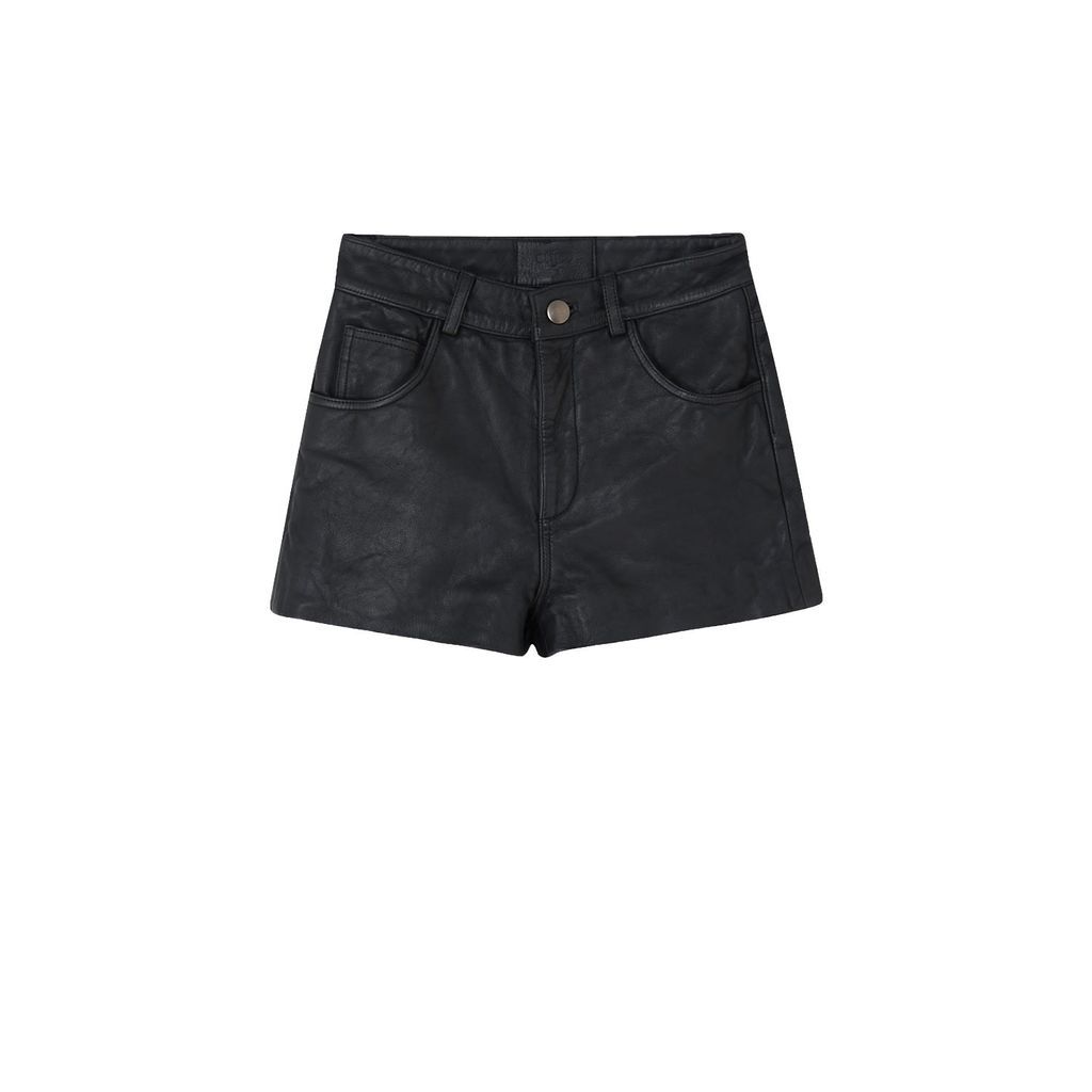 Womens Leather Shorts - Vintage Black 30