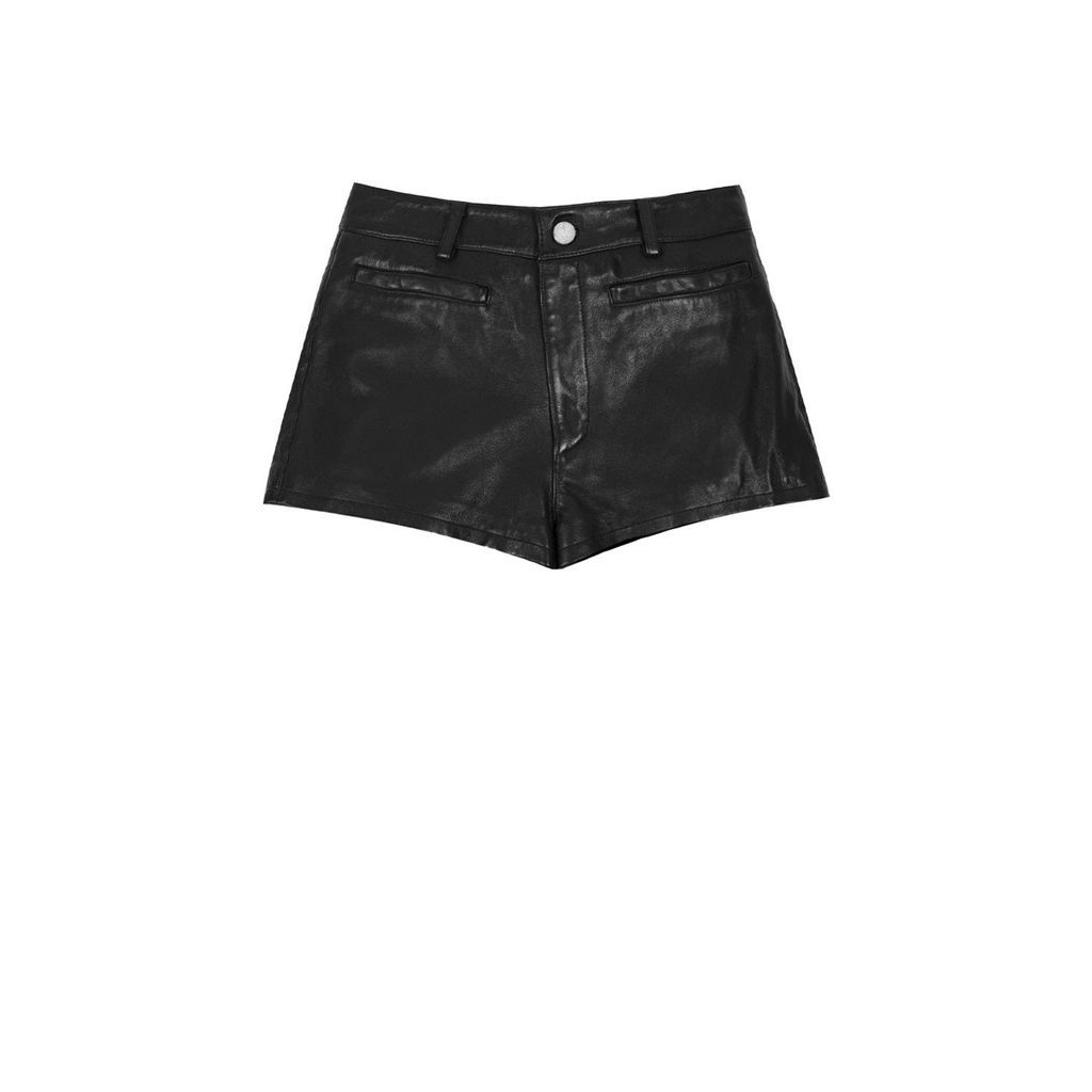 Womens Leather Short Shorts - Black Leather 26