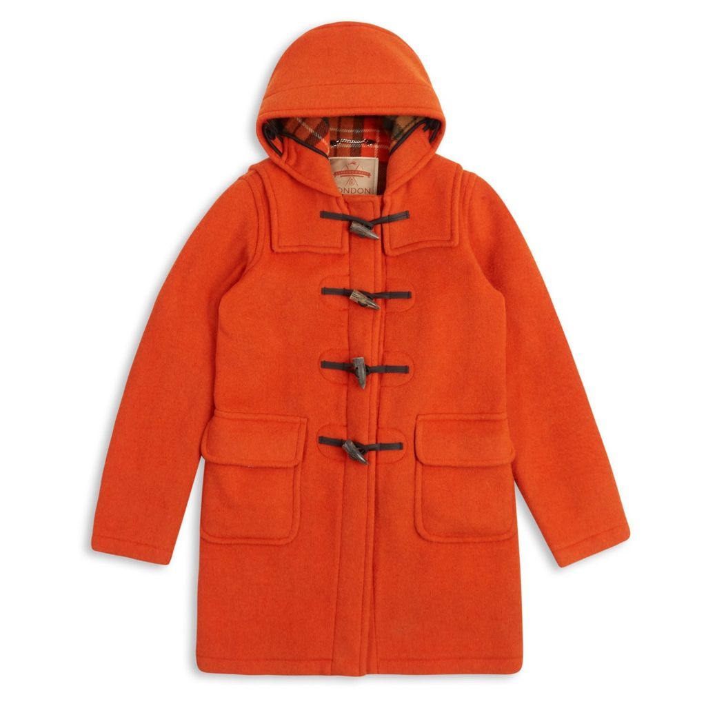 Yellow / Orange Women's Water Repellent Duffle Coat - Orange Small Burrows & Hare