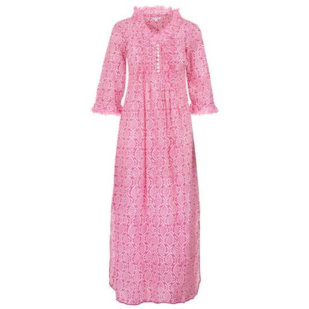 Women's Pink / Purple Cotton Annabel Maxi Dress In Bubblegum Pink & White Extra Small At Last...