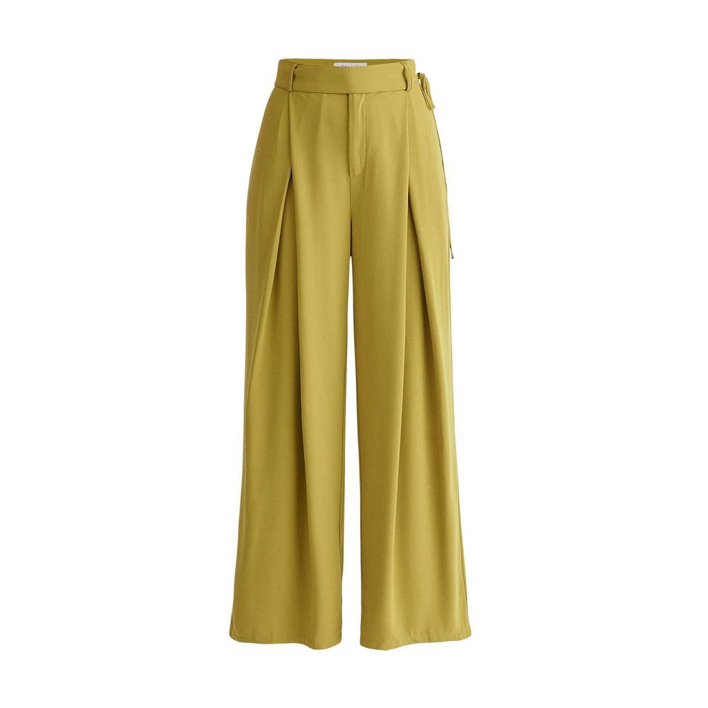 Women's Pleated High Waist Trousers - Green Xxs PAISIE