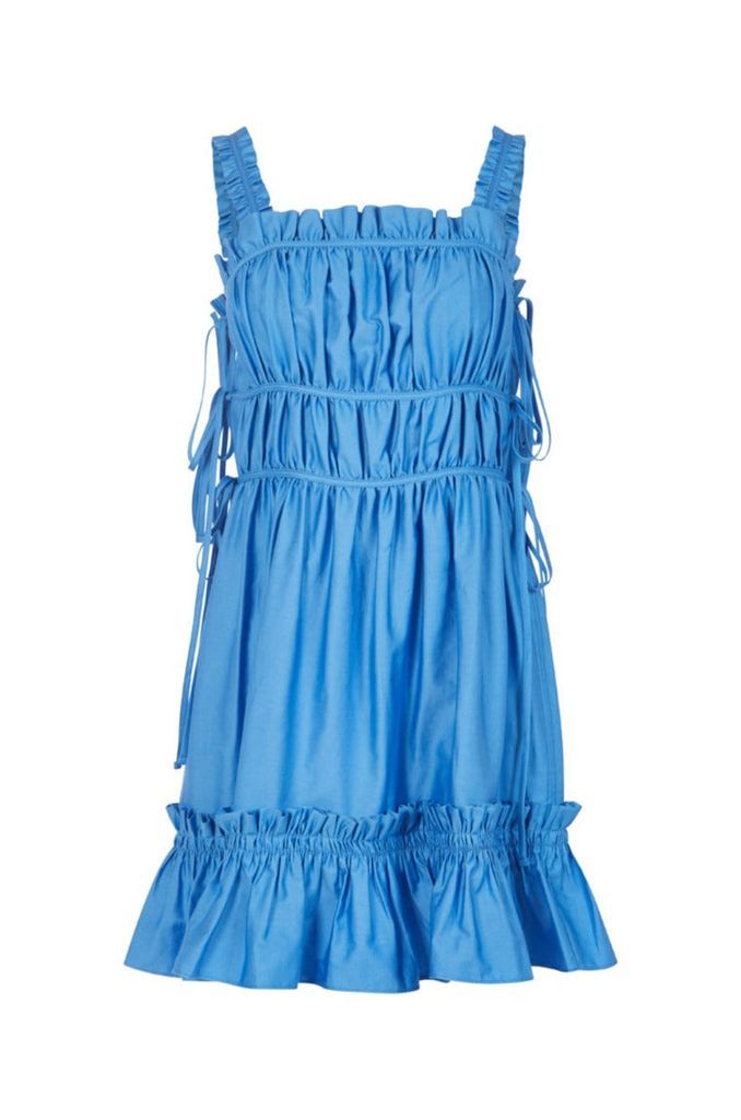 Women's The Isabel Cotton Mini Dress In Cornflower Blue Small Lavaand