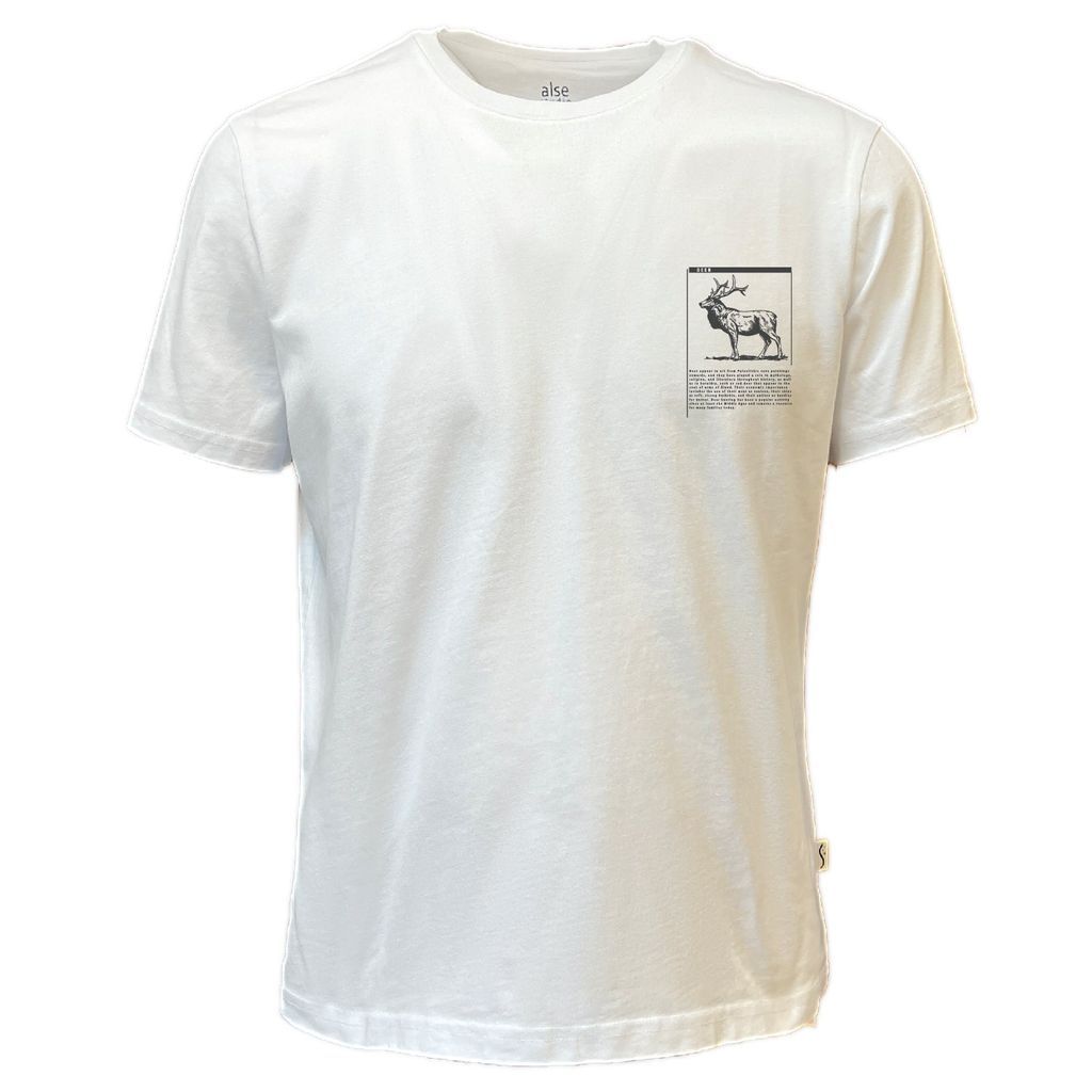 Women Deer Printed Unisex T-Shirt White Small Alse Studio