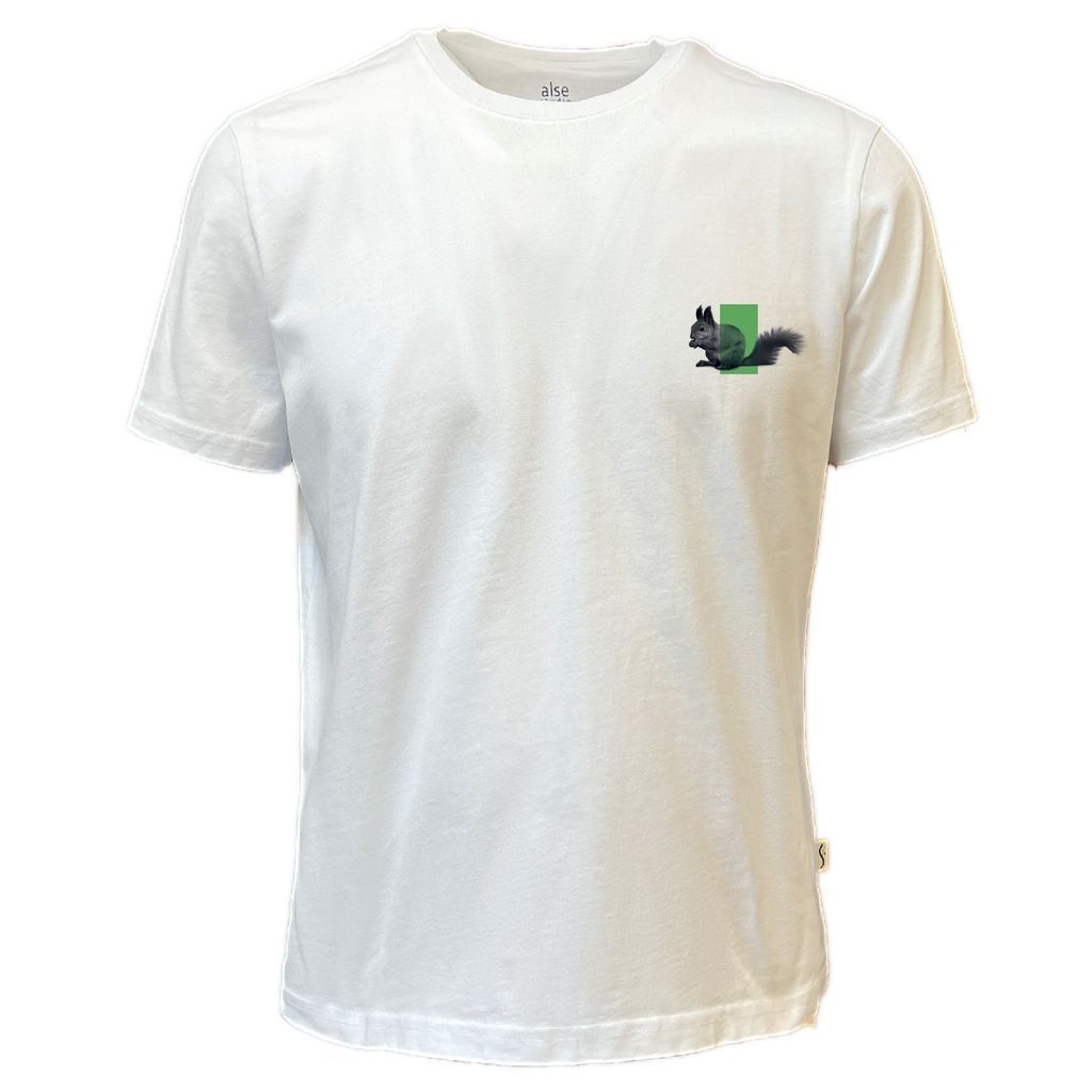 Women Squirrel Printed Unisex T-Shirt White Small Alse Studio