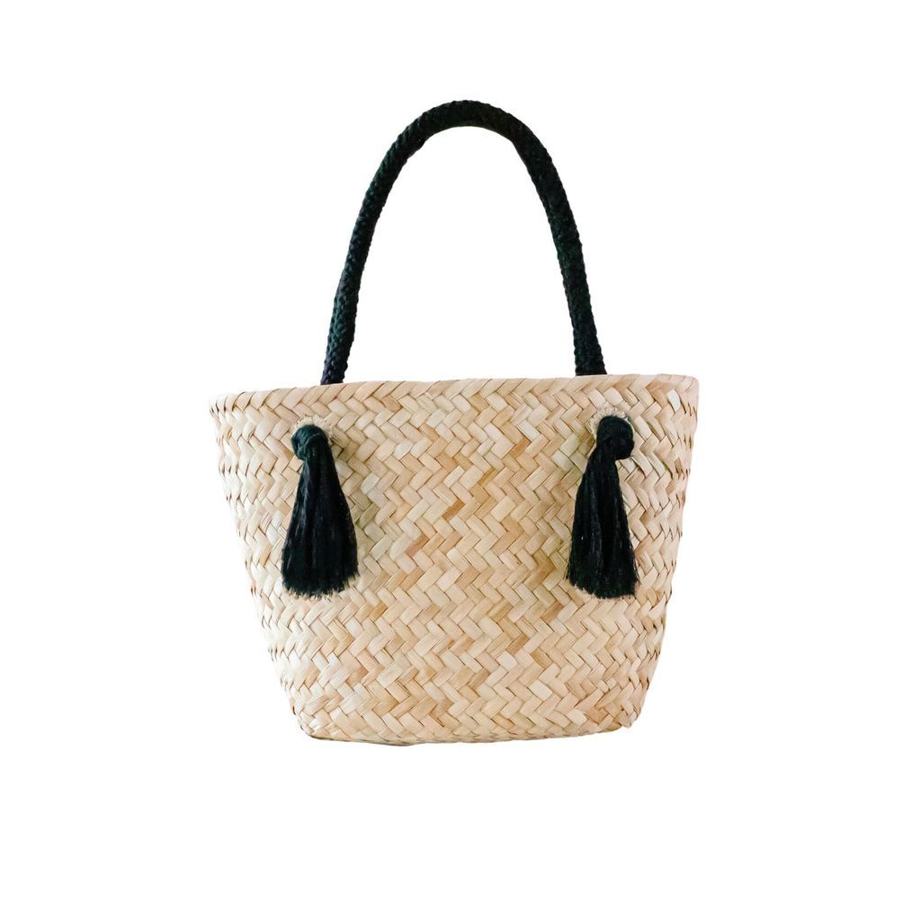 Women's Black Large Classic Tote Bag With Braided Handles LIKHÂ