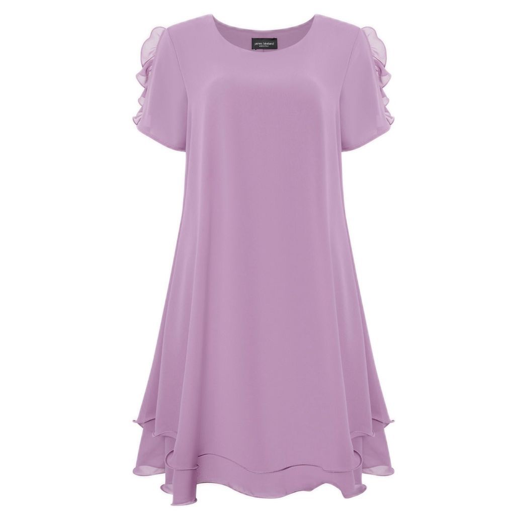 Women's Pink / Purple Short Sleeve Wave Hem Dress Lilac Extra Small James Lakeland
