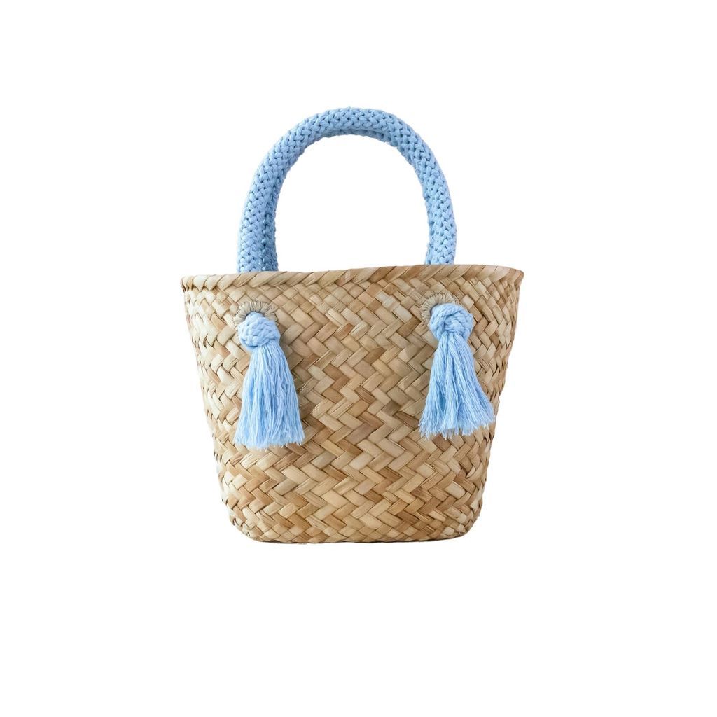 Women's Powder Blue Small Classic Tote Bag With Braided Handles LIKHÂ