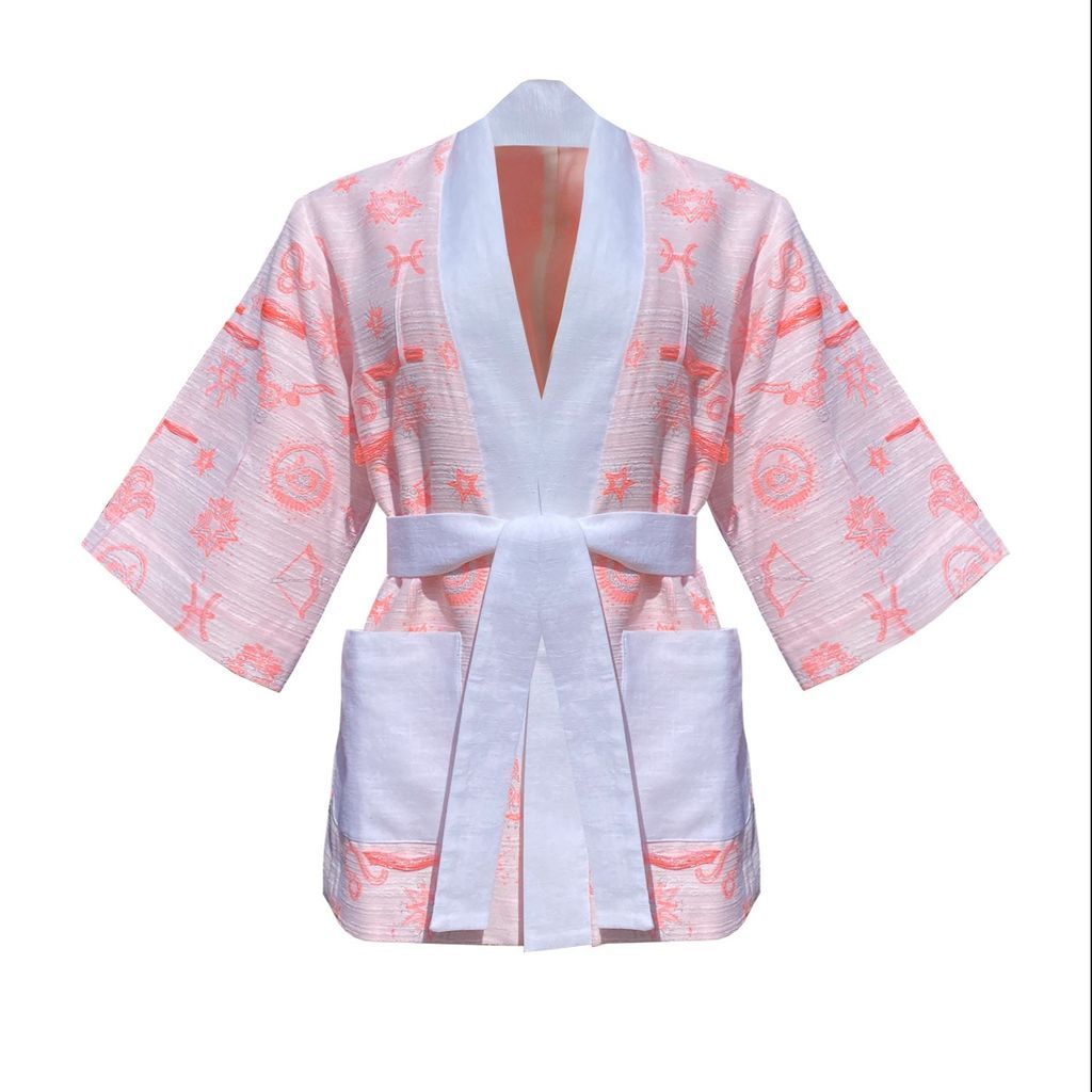 Women's Zodiac Kimono White One Size GeeGee Collection