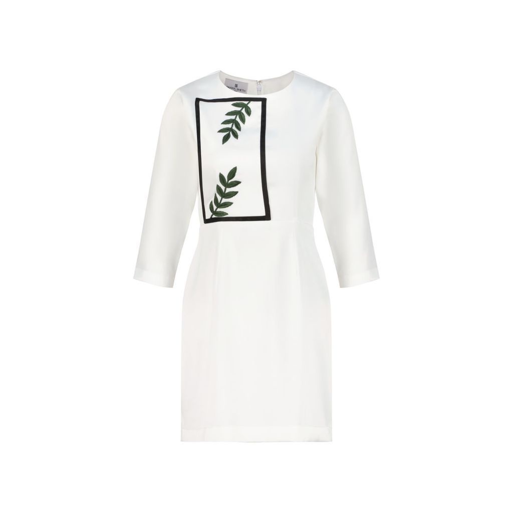 Women's Pristine White Mini Sheath Dress Small DHARA SHETH DUBAI