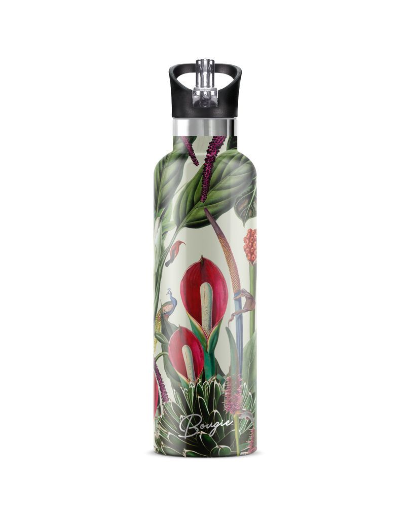 Women's Green / Red Hokuloa Stainless Steel Double-Wall Insulated Water Bottle With Flip 'N' Sip Lid One Size My Bougie Bottle