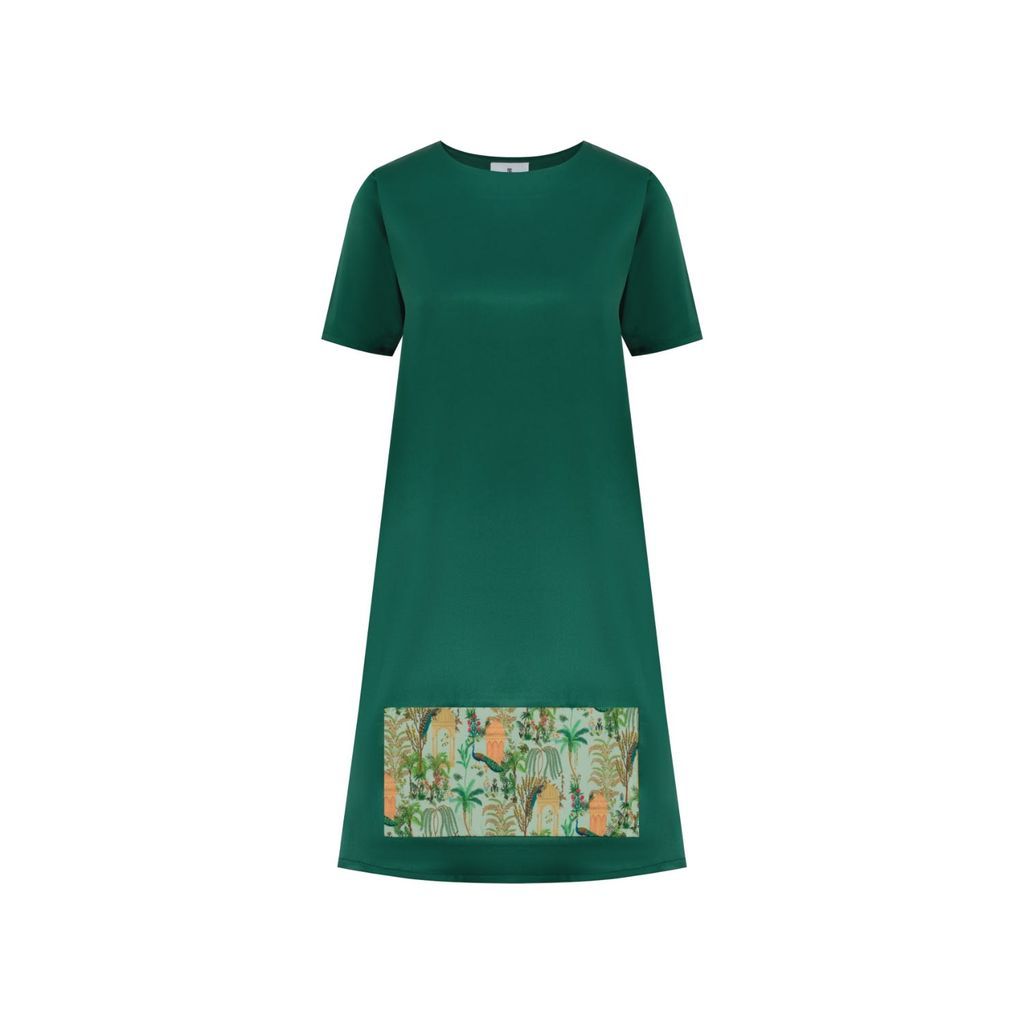 Women's Nature Unwrapped Tropical Rainforest Green Tunic Dress Small DHARA SHETH DUBAI