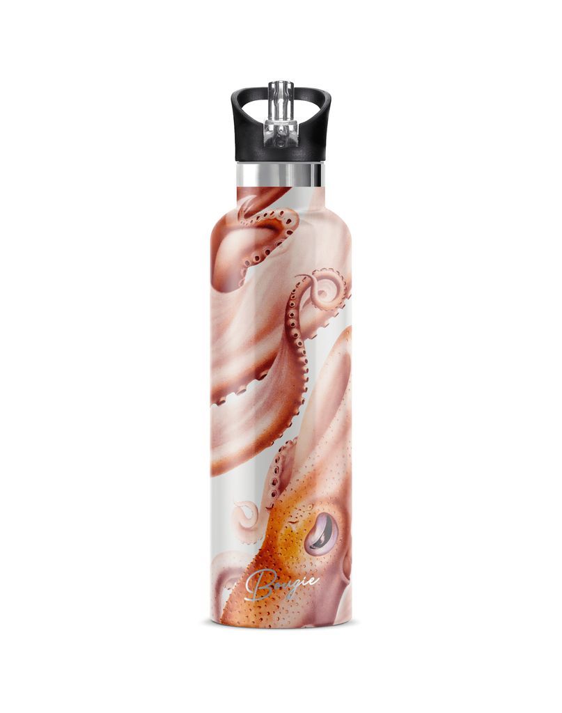 Women's Pink / Purple / White Octopoda Stainless Steel Double Wall Insulated Water Bottle With Flip 'N' Sip Lid One Size My Bougie Bottle