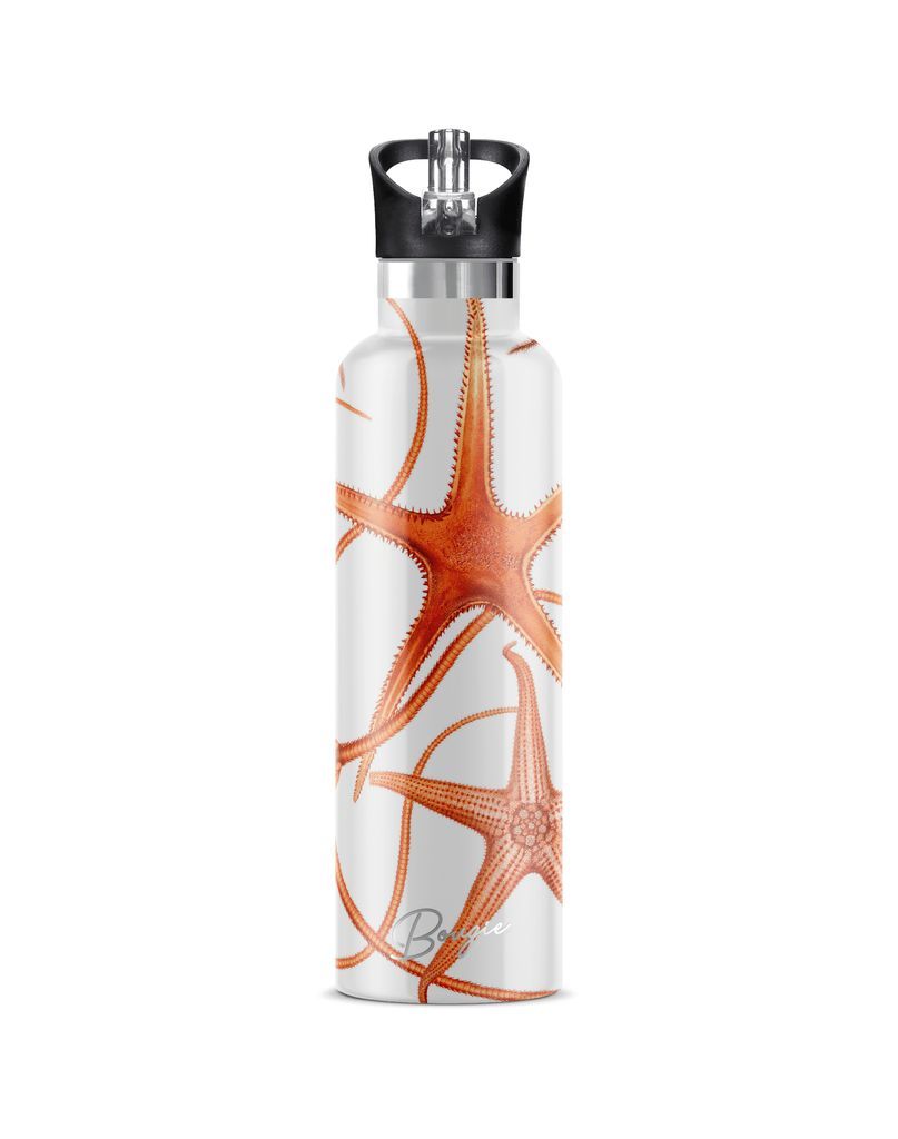 Women's White / Yellow / Orange Stella Piscis Stainless Steel Double-Wall Insulated Water Bottle With Flip 'N' Sip Lid One Size My Bougie Bottle