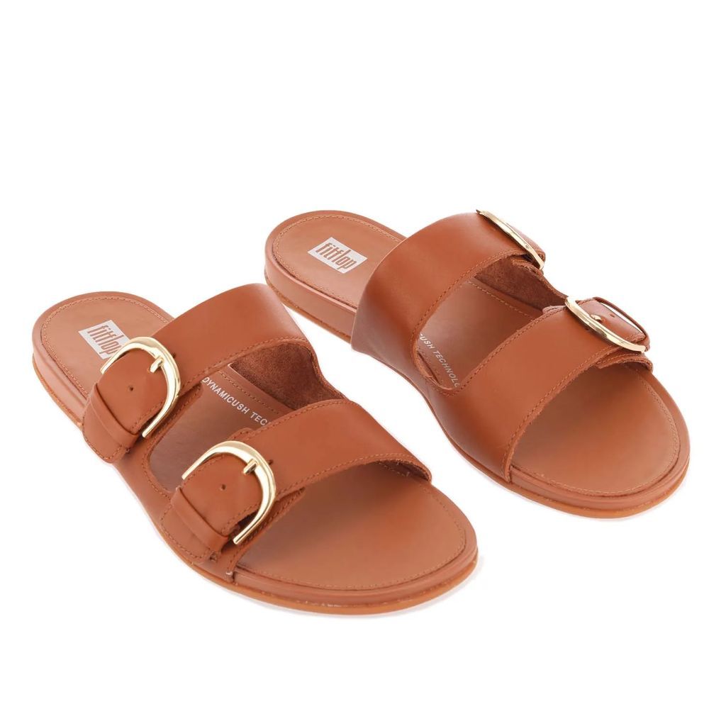 Womens Gracie Buckle Leather Slide Sandals