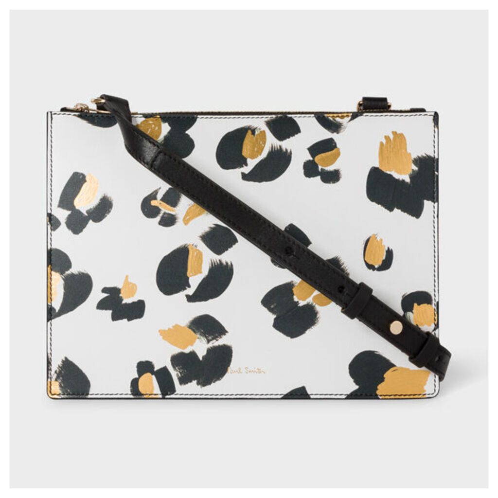 Women's 'Painted Leopard' Print Leather Cross-Body Bag