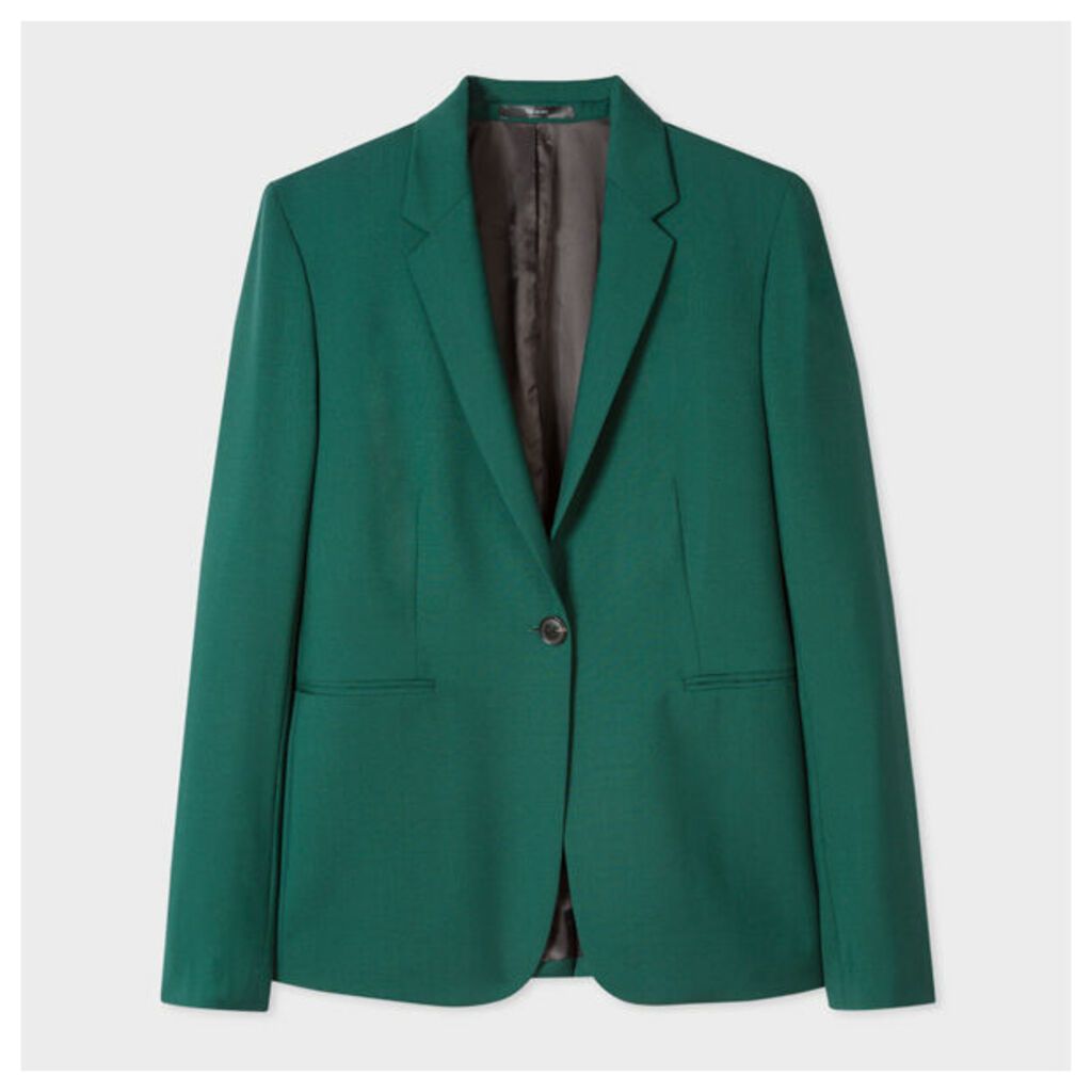 Women's Dark Green One-Button Wool-Mohair Blazer