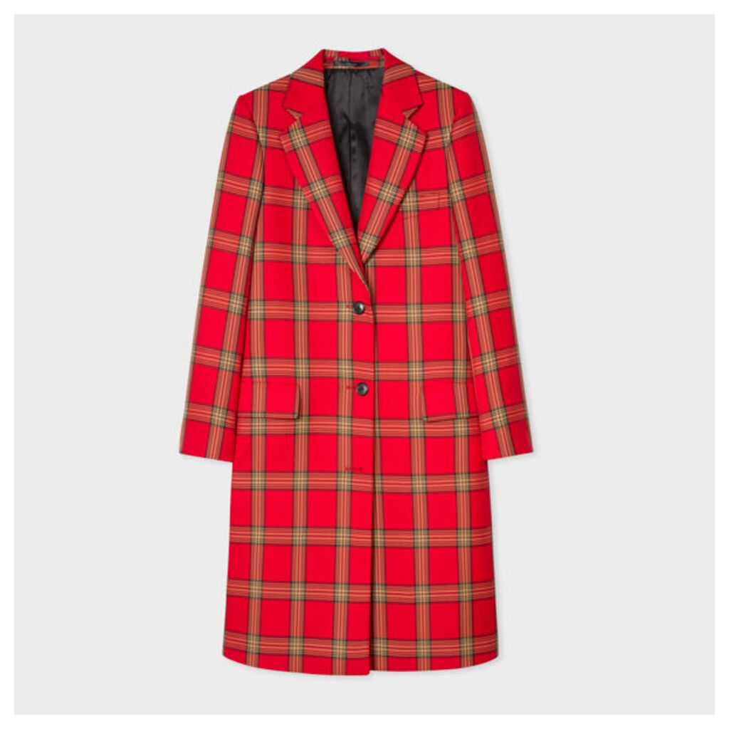 Women's Red Tartan Check Epsom Coat