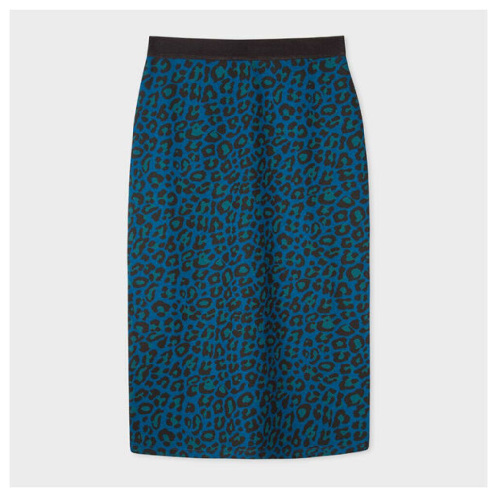 Women's Petrol Blue 'Leopard' Pencil Skirt