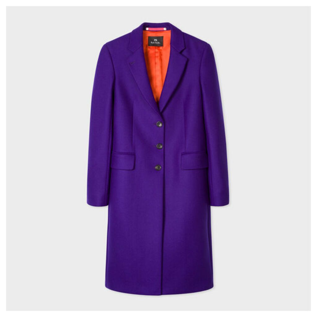 Women's Purple Wool And Cashmere-Blend Three-Button Epsom Coat