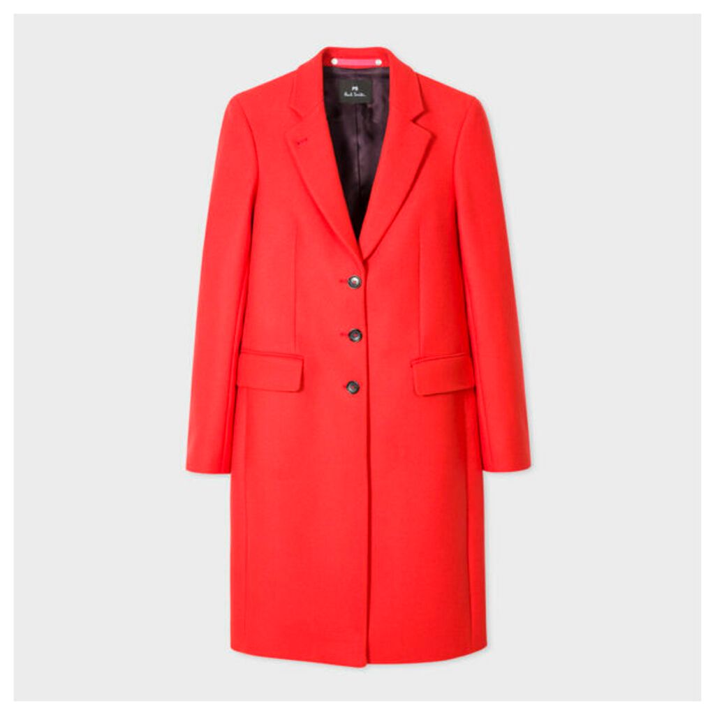 Women's Red Wool And Cashmere-Blend Three-Button Epsom Coat
