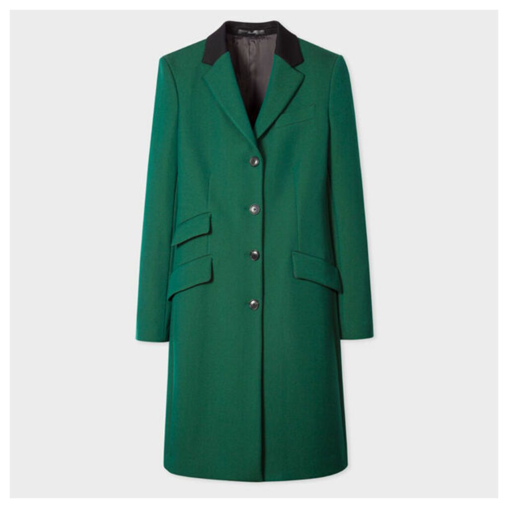 Women's Emerald Green Four-Button Wool Epsom Coat