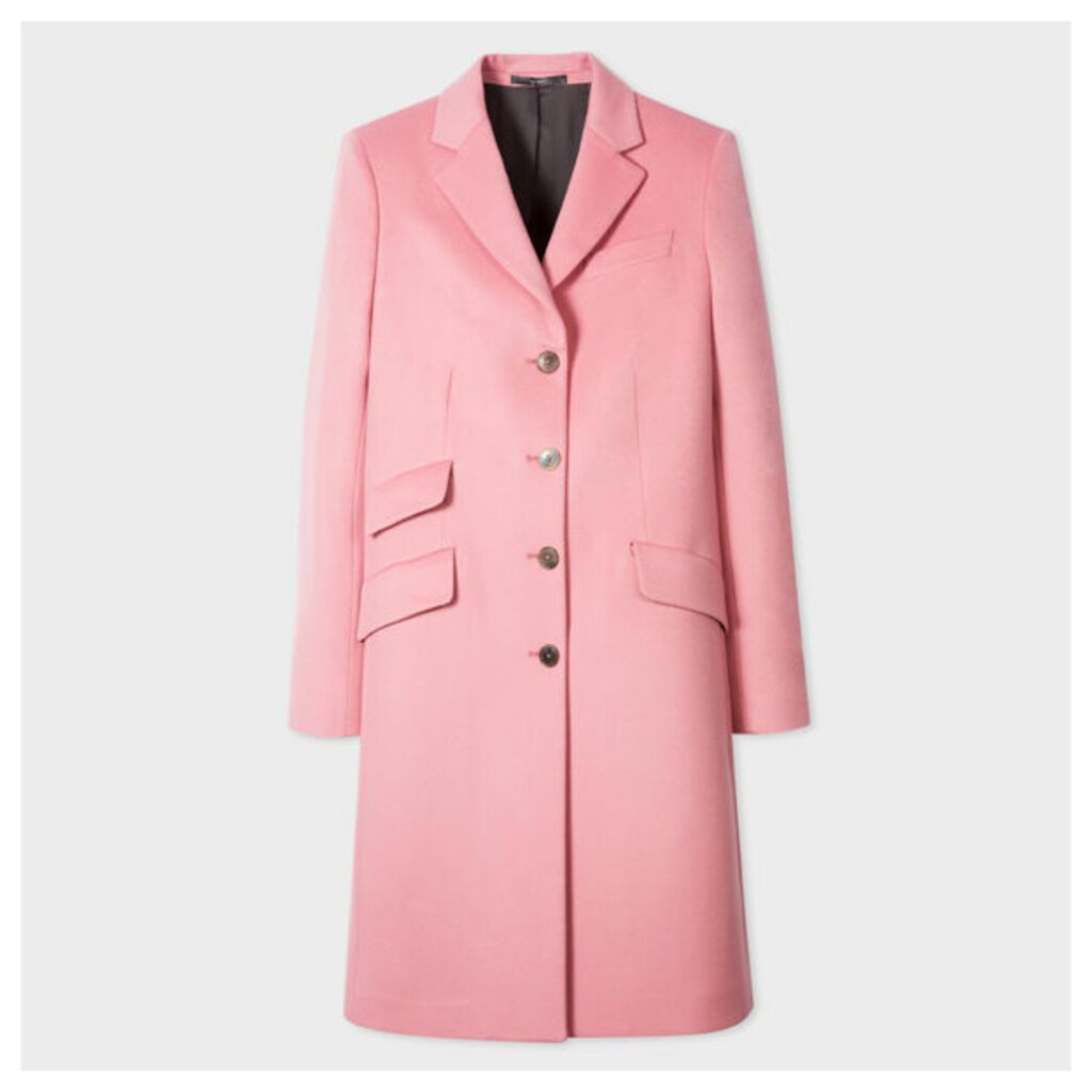 Women's Pink Four-Button Wool-Cashmere Epsom Coat