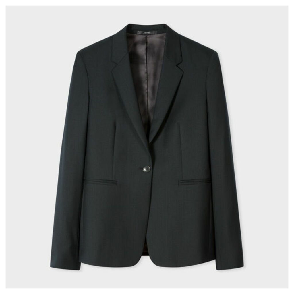 A Suit To Travel In - Women's Dark Green One-Button Wool Blazer