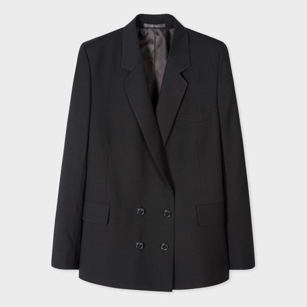 A Suit To Travel In - Women's Black Wool Double-Breasted Blazer