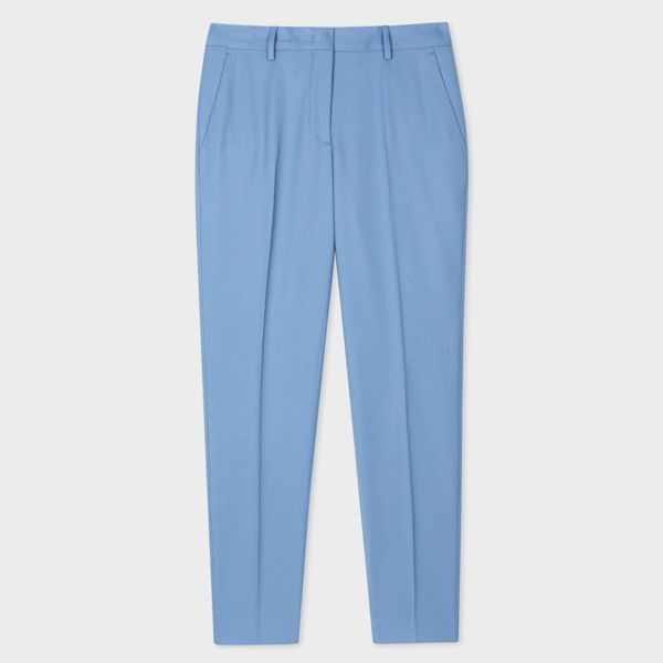 A Suit To Travel In - Women's Tapered-Fit Powder Blue Wool Trousers
