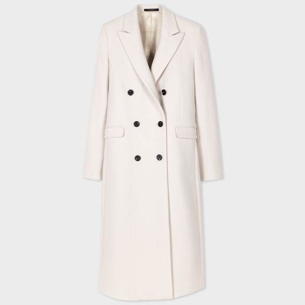 Women's Off White Wool-Cashmere Twill Coat