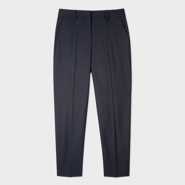 A Suit To Travel In - Women's Navy Tapered-Fit Wool Trousers
