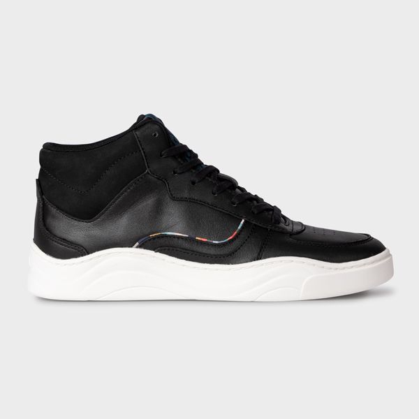 Women's Black Leather 'Clem' High-Top Trainers
