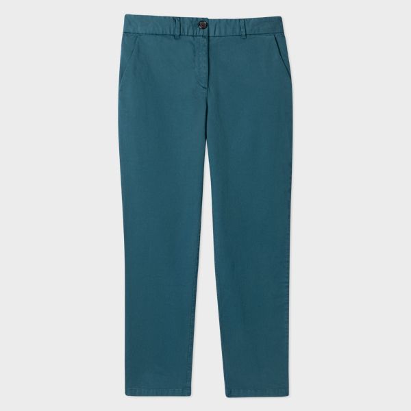 Teal Brushed Cotton Slim-Fit Chinos