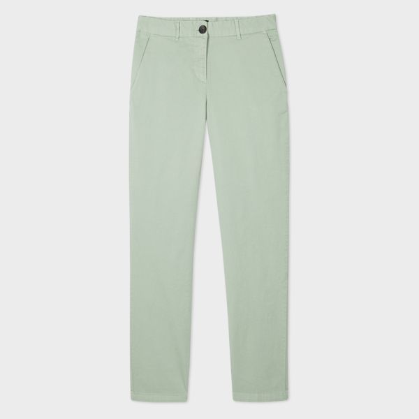 Mint Green Brushed Cotton Slim-Fit Chinos