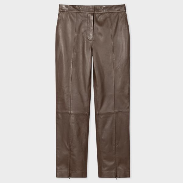 Women's Slim-Fit Chocolate Leather Trousers