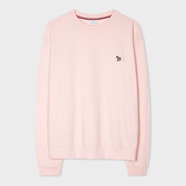 Women's Light Pink Cotton Zebra Logo Long-Sleeve T-Shirt
